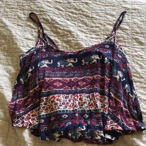 purple patterned crop top